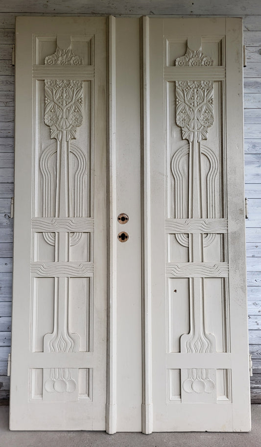 78mm dicke Jugendstiltür in Eiche - um 1905 ID/54