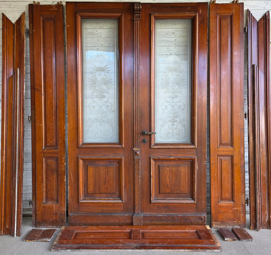 Hochwertige Türanlage -  komplett mit Rahmen um 1890 - IDG/106 - antike-tueren-baustoffe