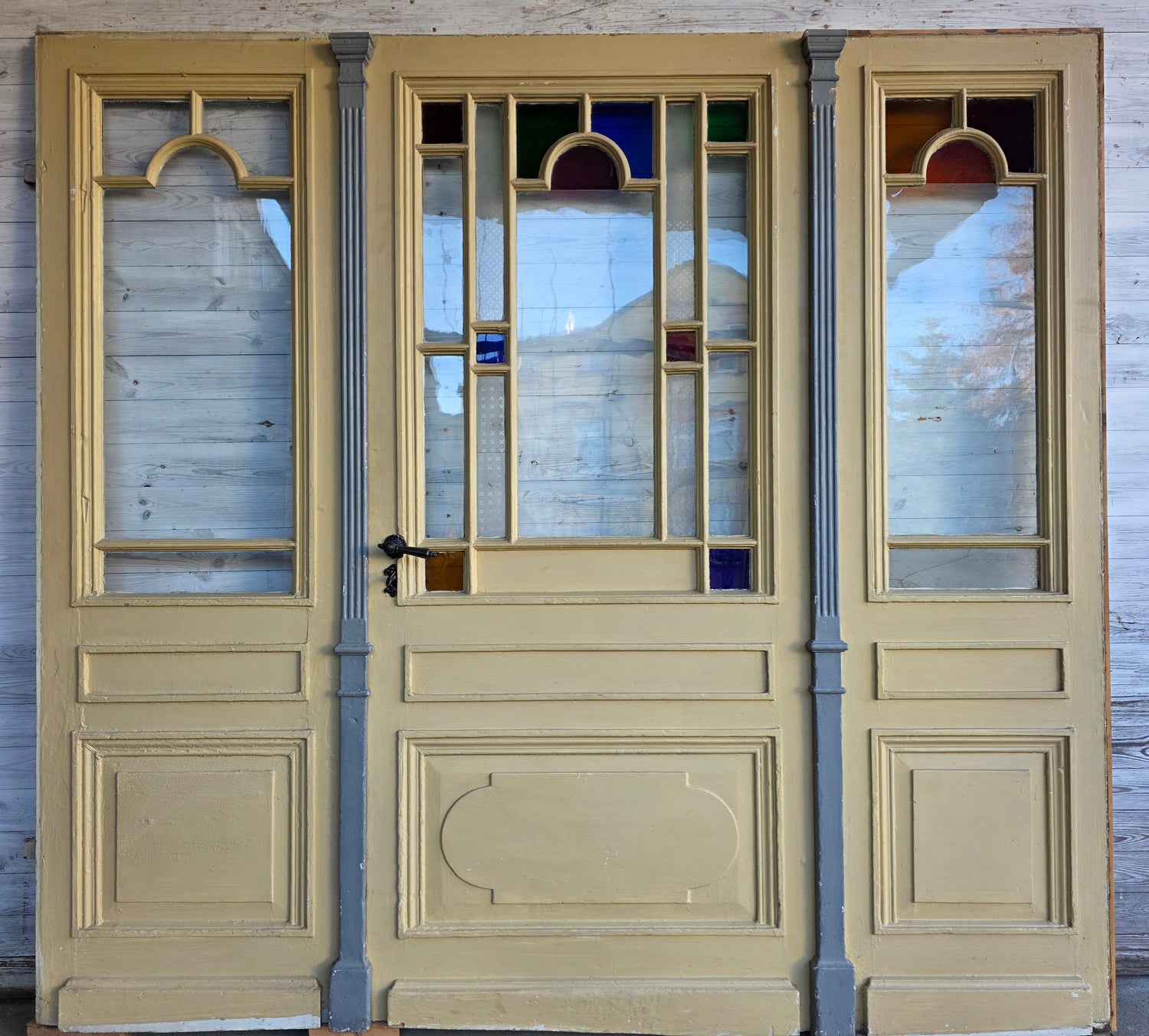 Jugendstiltür mit edler Bleiverglasung - IDG/25 - antike-tueren-baustoffe